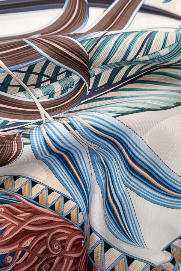 スカーフ Ferragamo Ivory Blue Silk Scarf With Giada Print FERRAGAMO Silk scarf with print 'Giada' | Women's